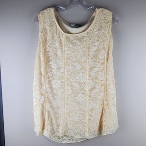 Dressbarn Yellow Lace Sleeveless Top - Size 2X